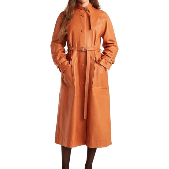 Rebecca Taylor Slim Leather Trench Coat - Picture 1 of 3